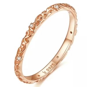 925 Sterling Silver Rose Gold Cubic Zirconia Flowe